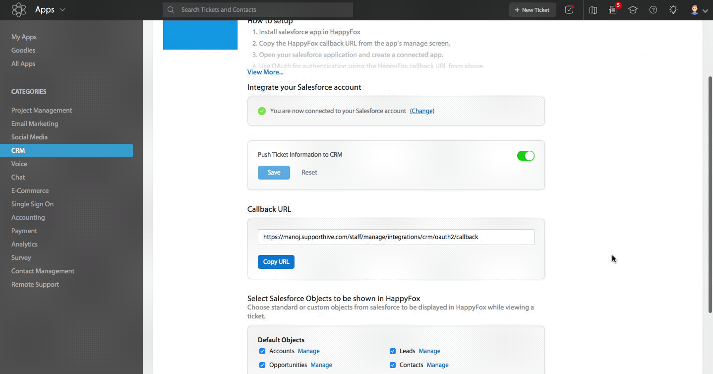 Enable integration with SurveyGizmo - HappyFox Support