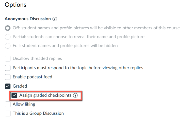 Assign graded checkpoints