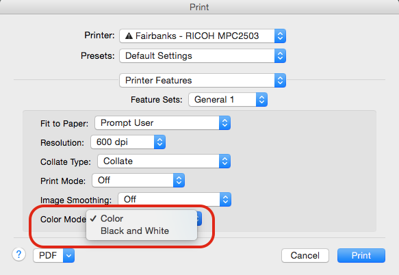 On The Printer Features Screen You Can Change Color Settings To Print In Black And White Near Bottom